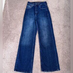 Women's High Waisted Wide Leg Blue denim Jeans 26-27”
